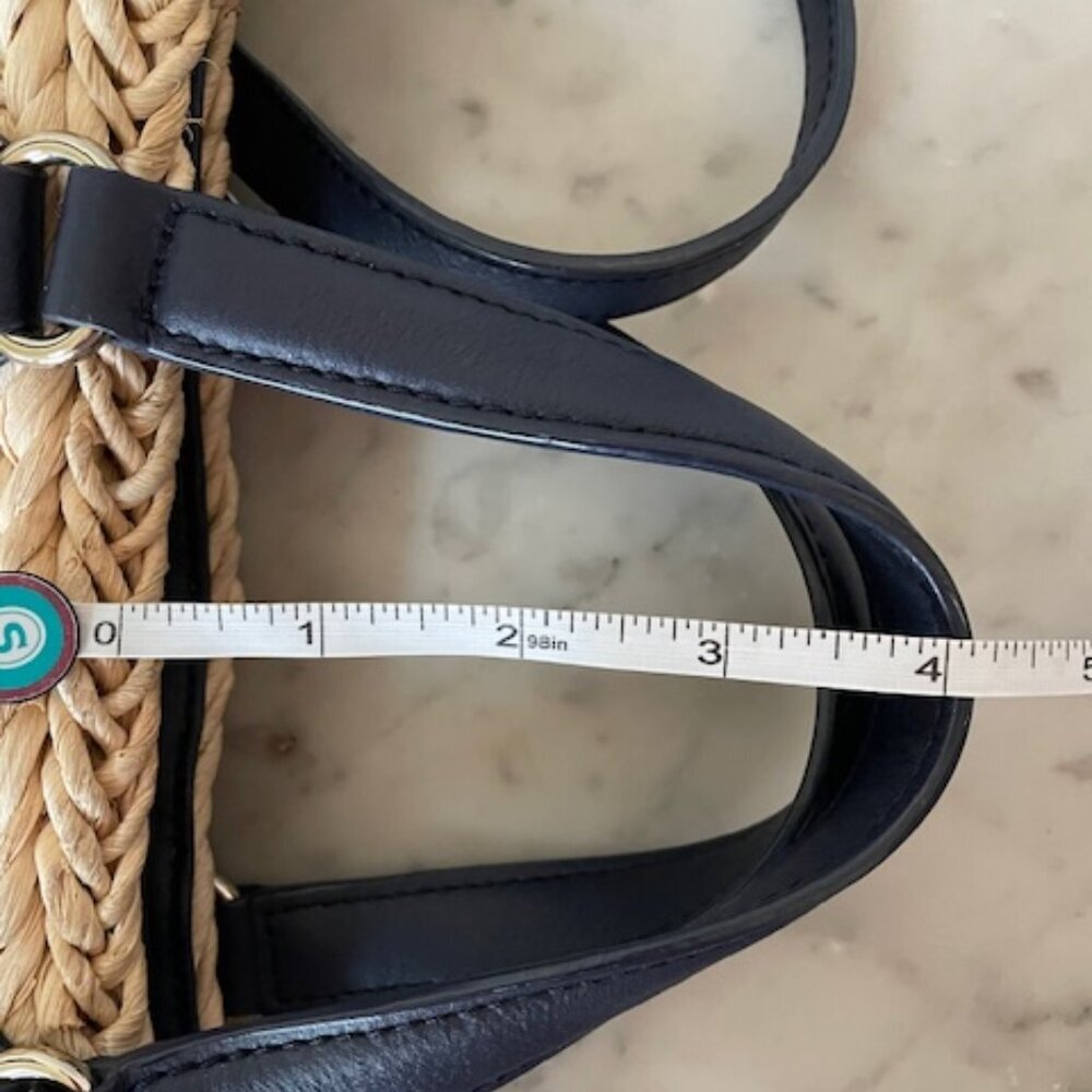 TALBOTS Straw Crossbody Bag Natural with Navy Leather Handles/Strap - Picture 13 of 16